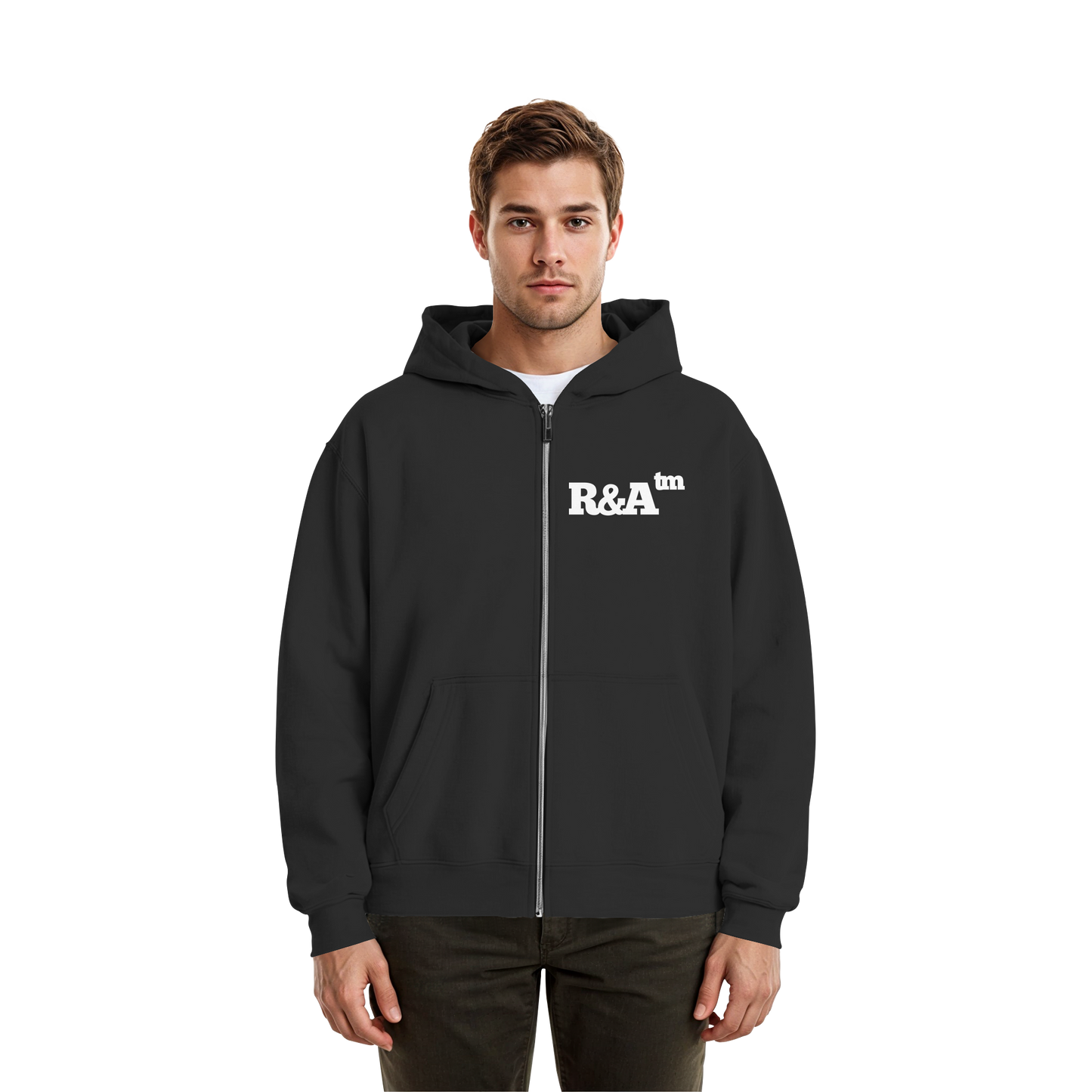 BASIC ZIPPER R&A Schwarz Vorderseite Oversize Zipper Die Gebrüder R&A