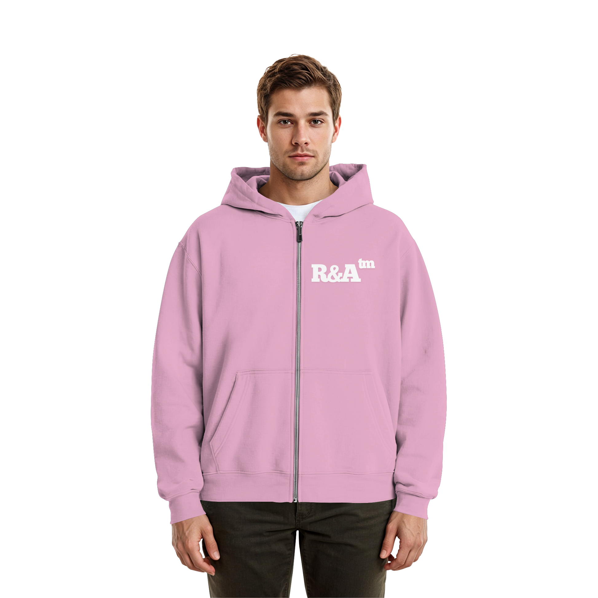 BASIC ZIPPER R&A Soft Pink Vorderseite Oversize Zipper Die Gebrüder R&A