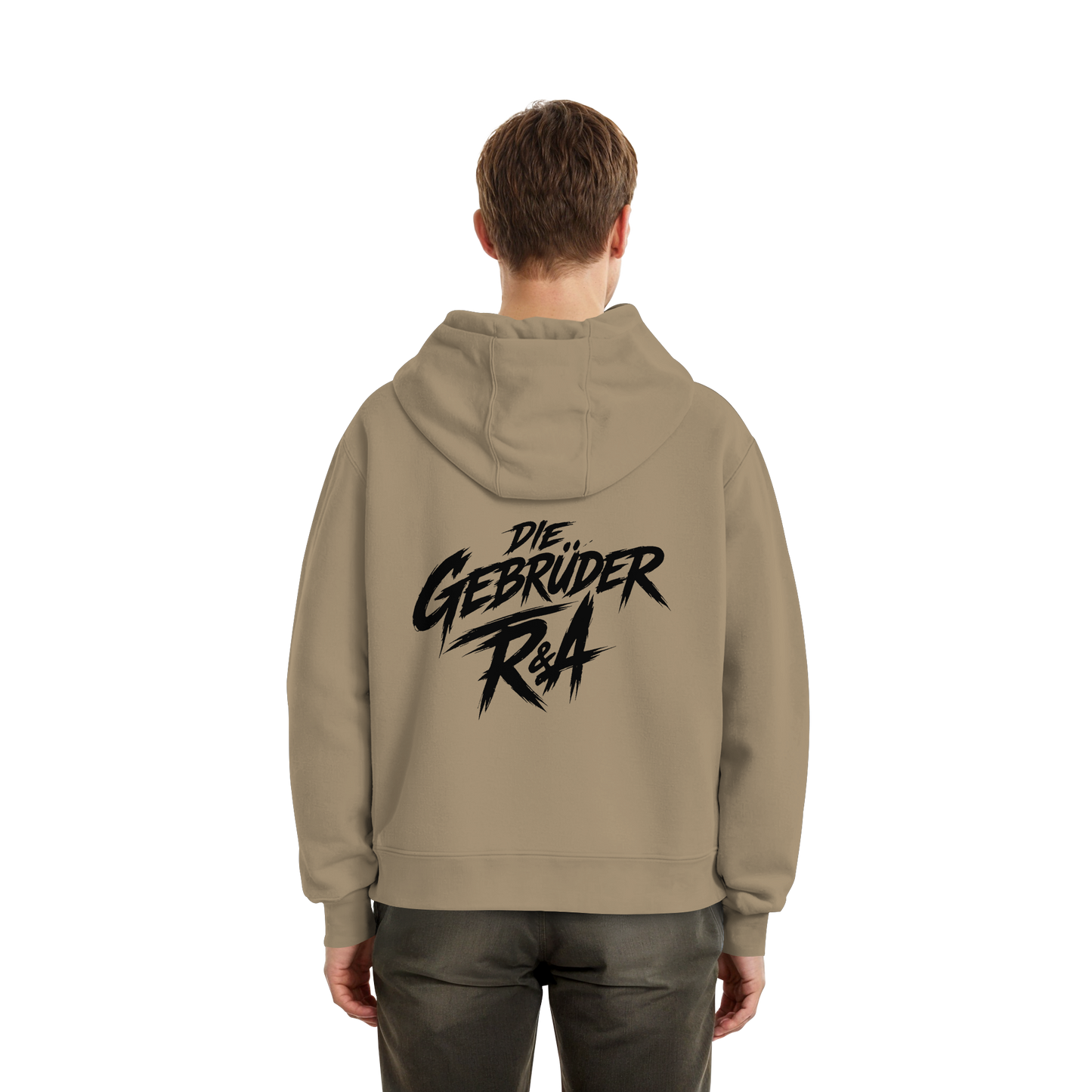 BASIC HOODIE R&A U-Beige Rückseite Oversize Hoodie Die Gebrüder R&A