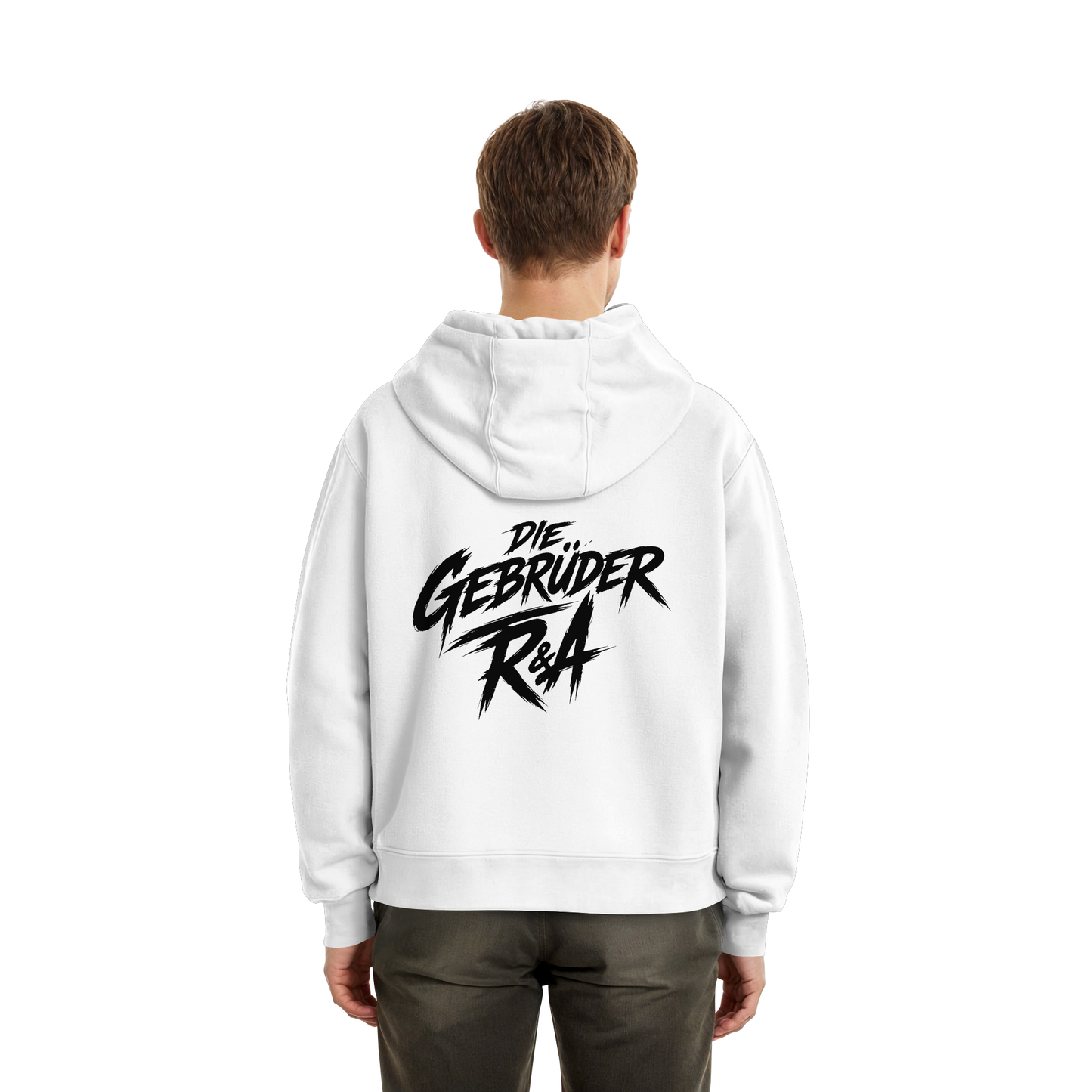 BASIC HOODIE R&A Weiß Rückseite Oversize Hoodie Die Gebrüder R&A