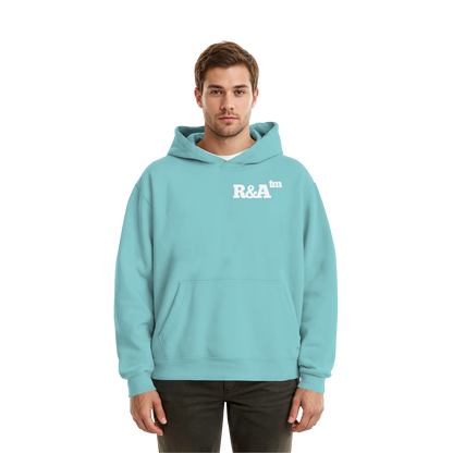 BASIC HOODIE R&A Beryl Blue Vorderseite Oversize Hoodie Die Gebrüder R&A