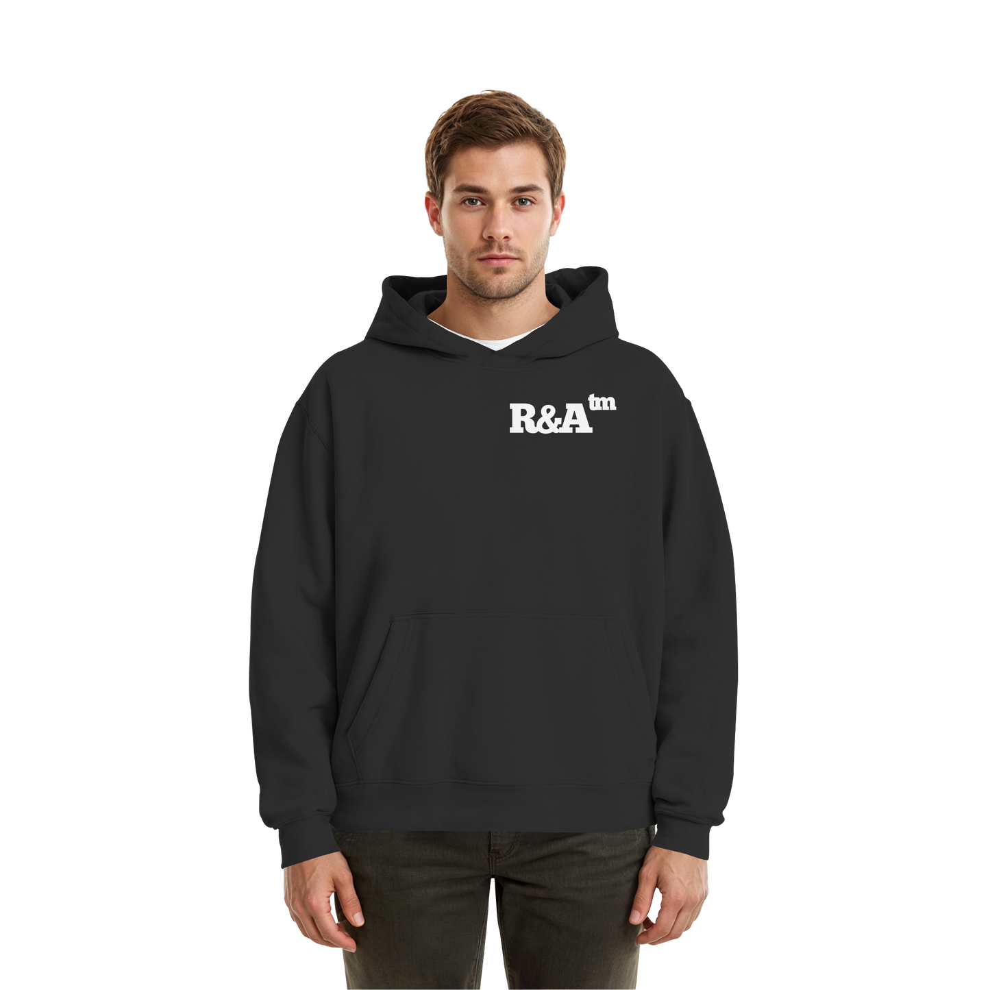 BASIC HOODIE R&A Schwarz Vorderseite Oversize Hoodie Die Gebrüder R&A