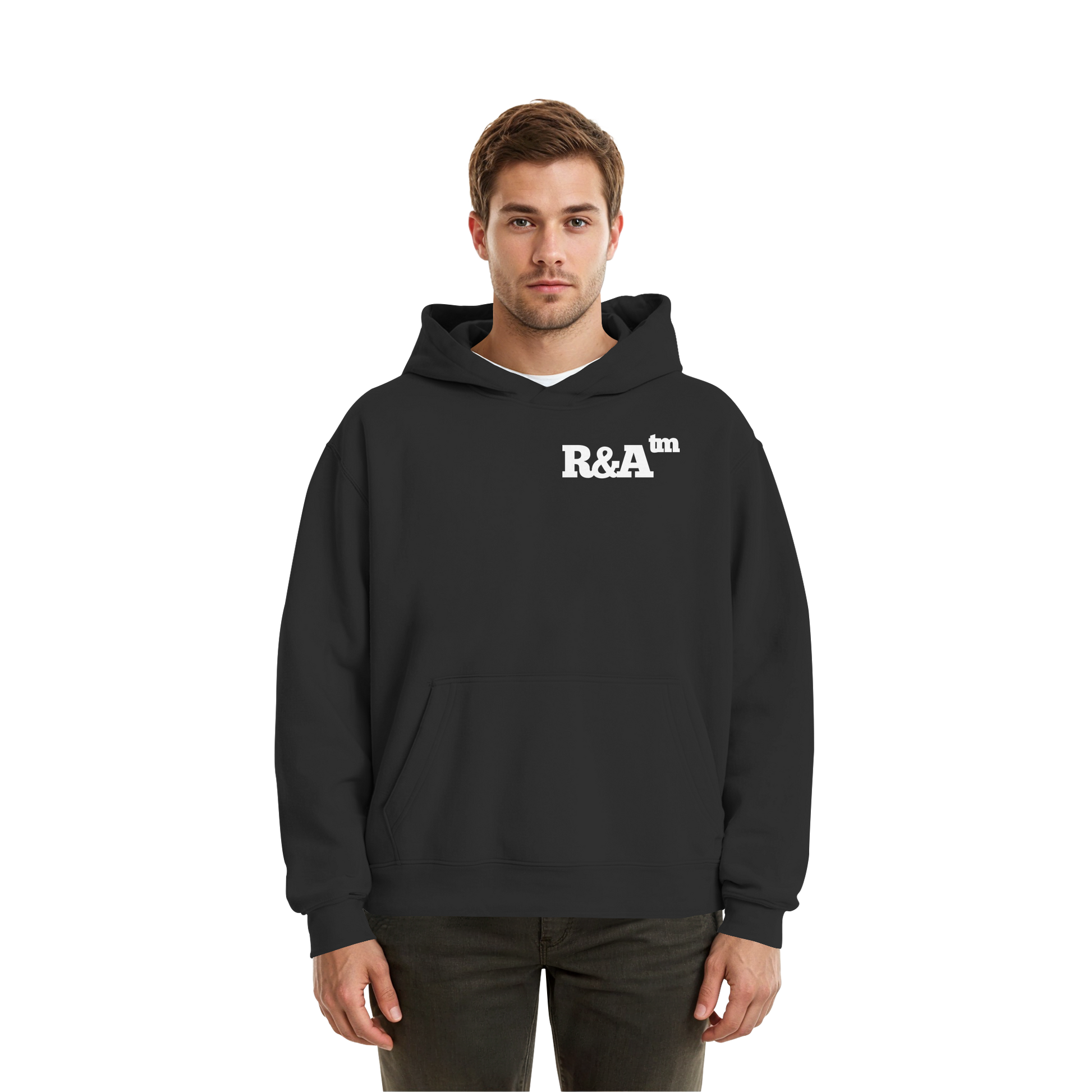 BASIC HOODIE R&A Schwarz Vorderseite Oversize Hoodie Die Gebrüder R&A