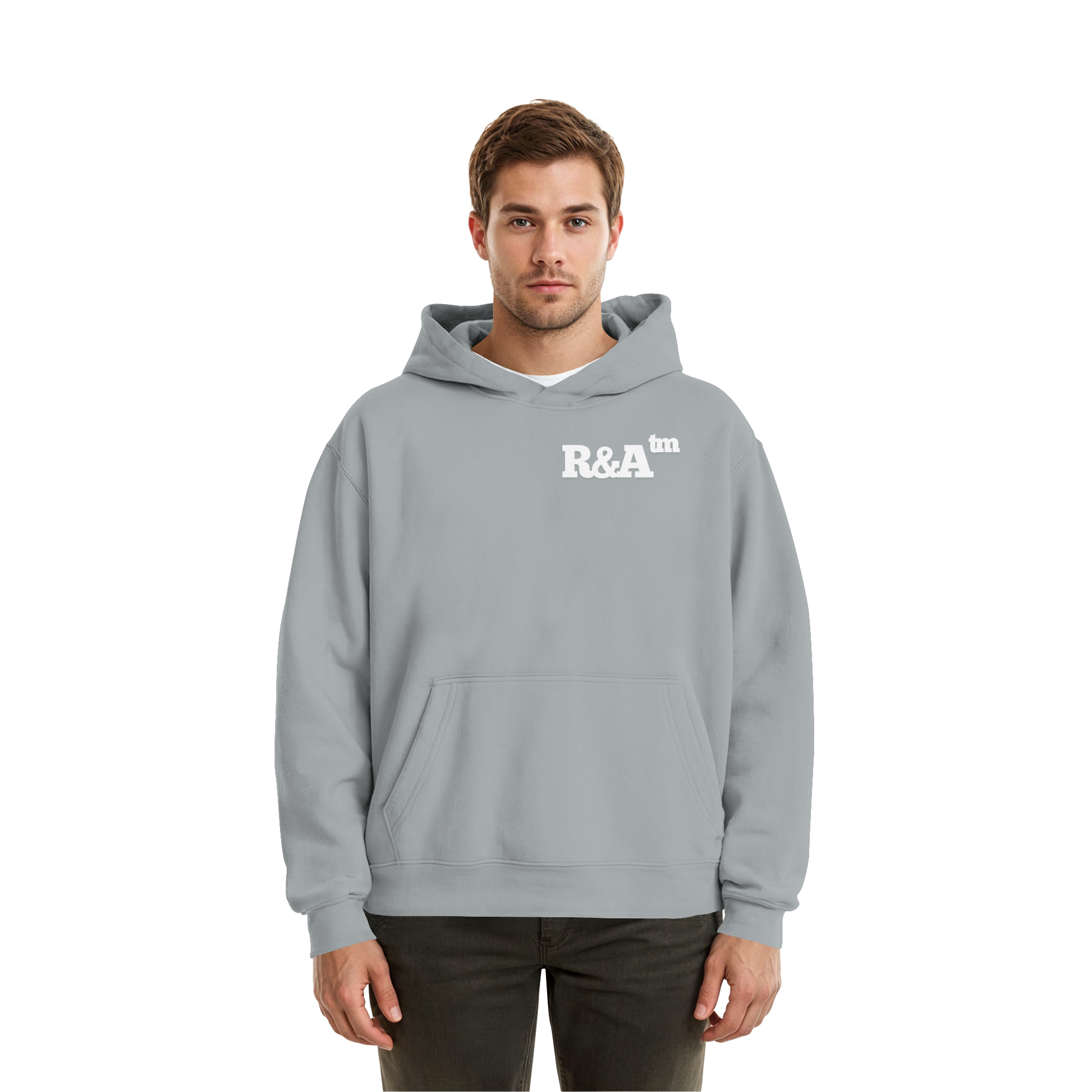 BASIC HOODIE R&A Light Asphalt Vorderseite Oversize Hoodie Die Gebrüder R&A