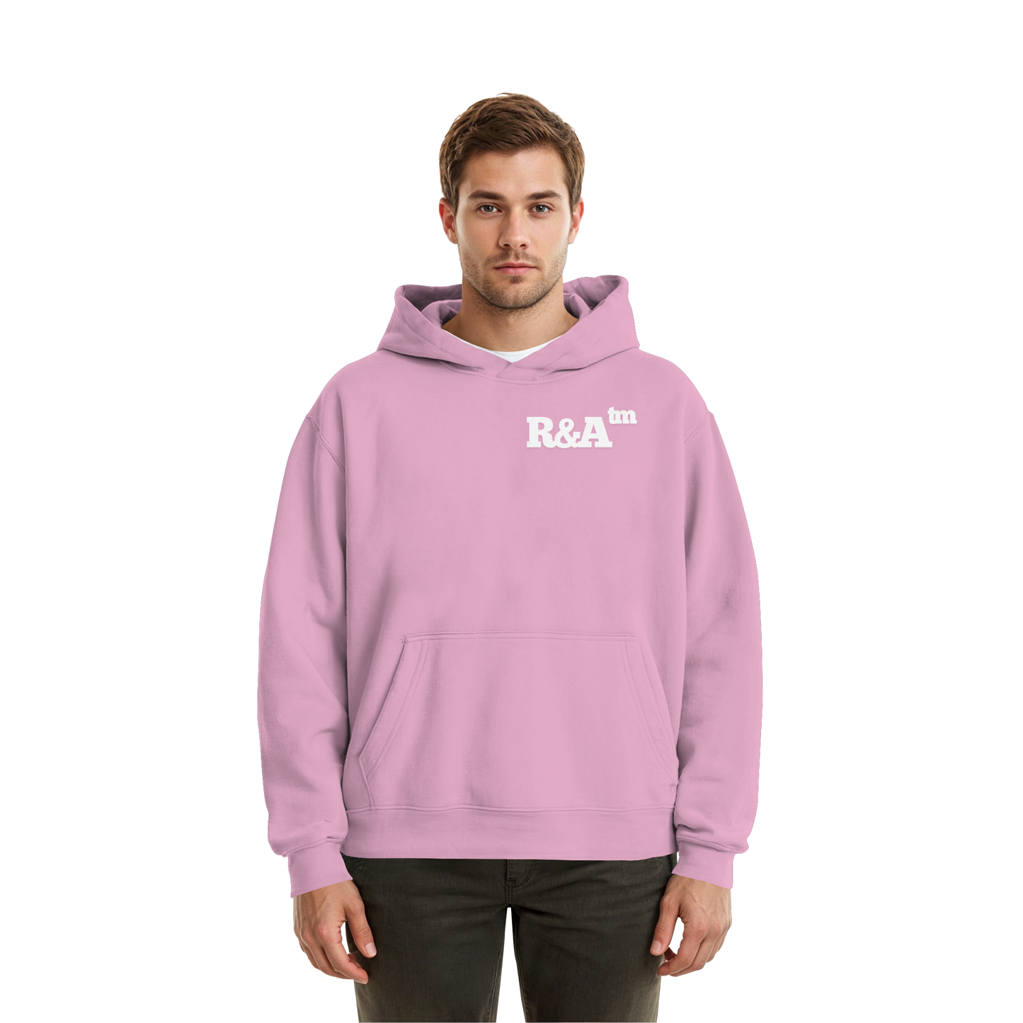 BASIC HOODIE R&A Soft Pink Vorderseite Oversize Hoodie Die Gebrüder R&A