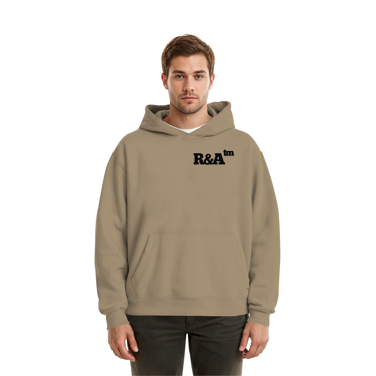 BASIC HOODIE R&A U-Beige Vorderseite Oversize Hoodie Die Gebrüder R&A