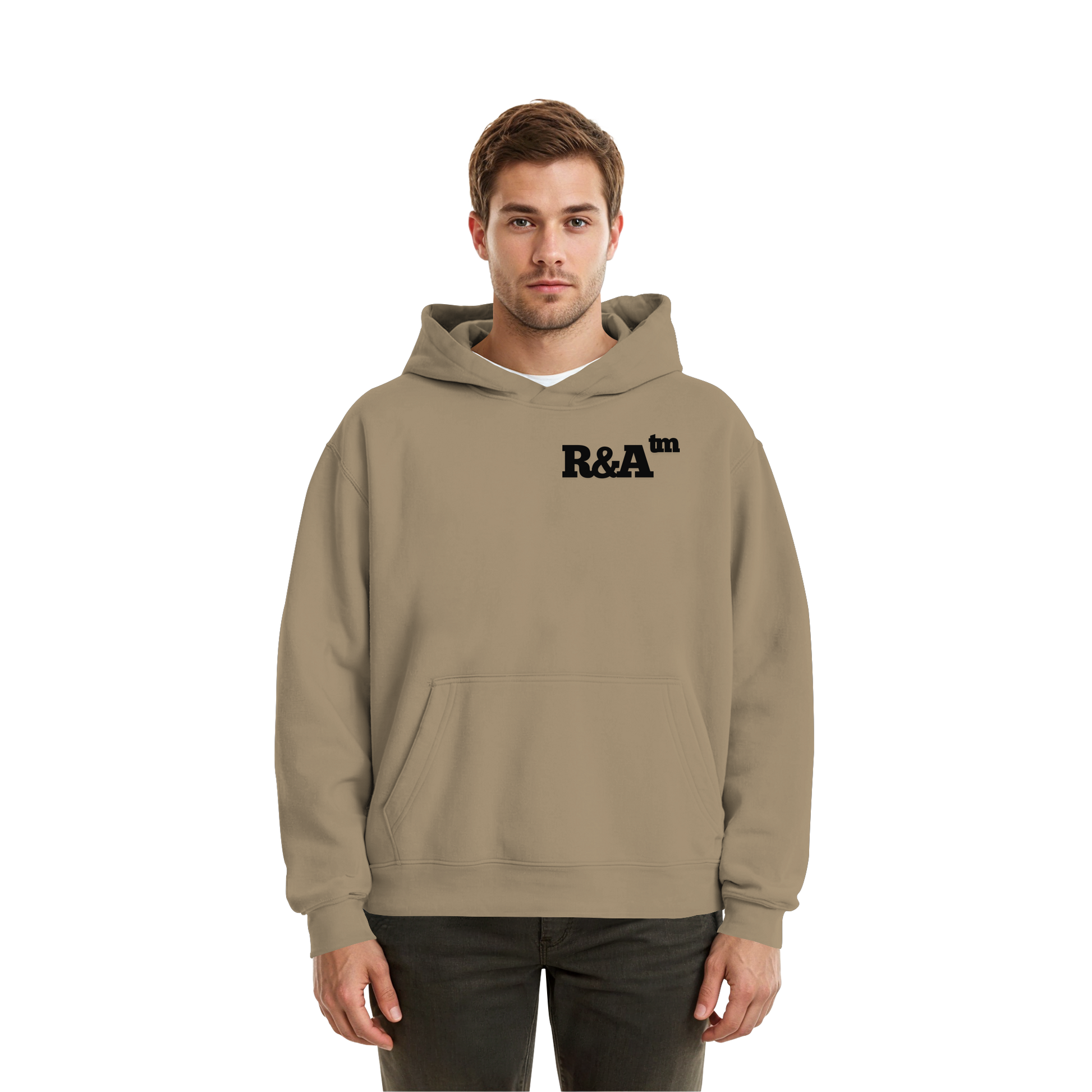 BASIC HOODIE R&A U-Beige Vorderseite Oversize Hoodie Die Gebrüder R&A