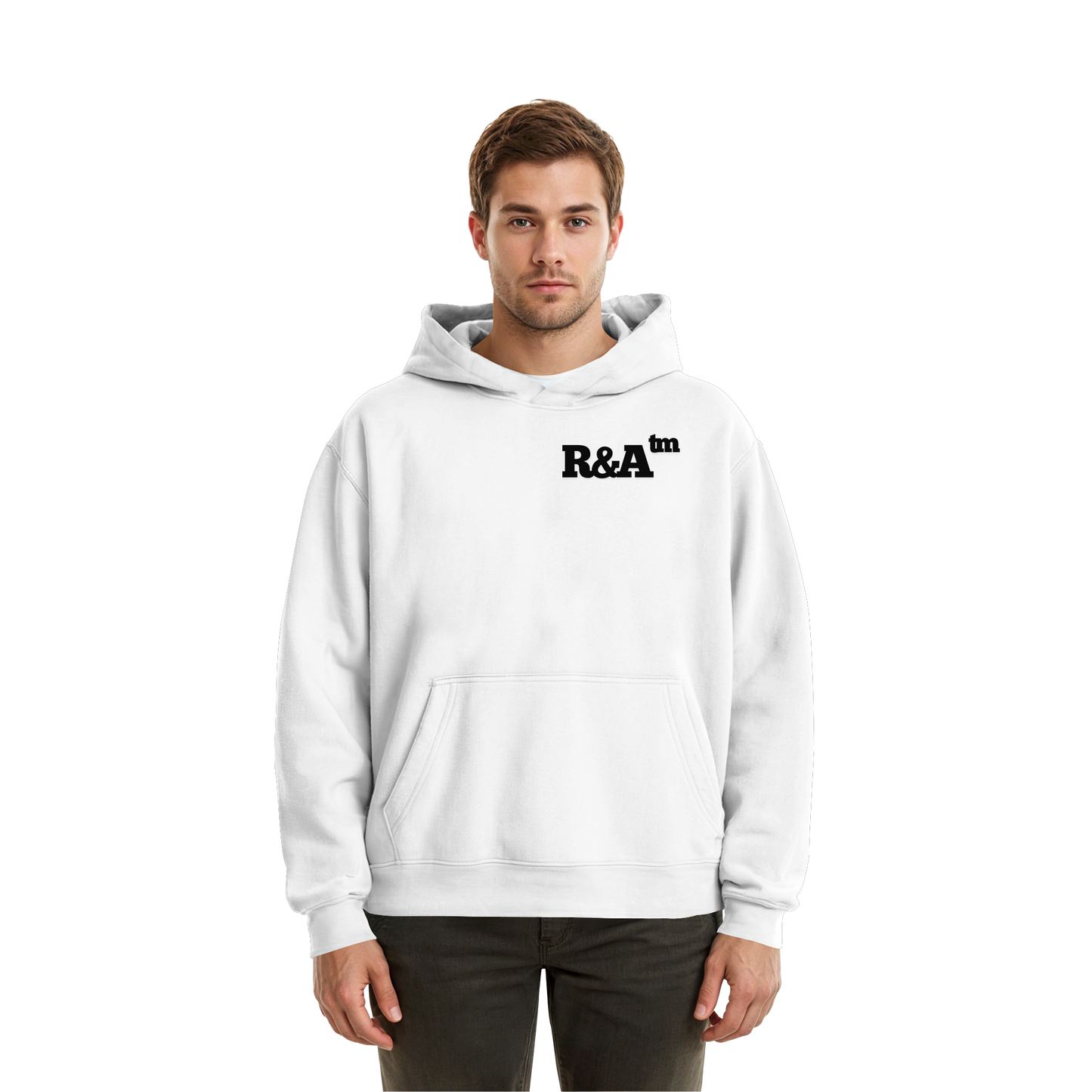BASIC HOODIE R&A Weiß Vorderseite Oversize Hoodie Die Gebrüder R&A