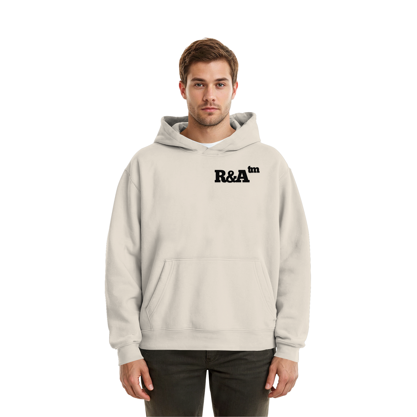 BASIC HOODIE R&A White Sand Vorderseite Oversize Hoodie Die Gebrüder R&A