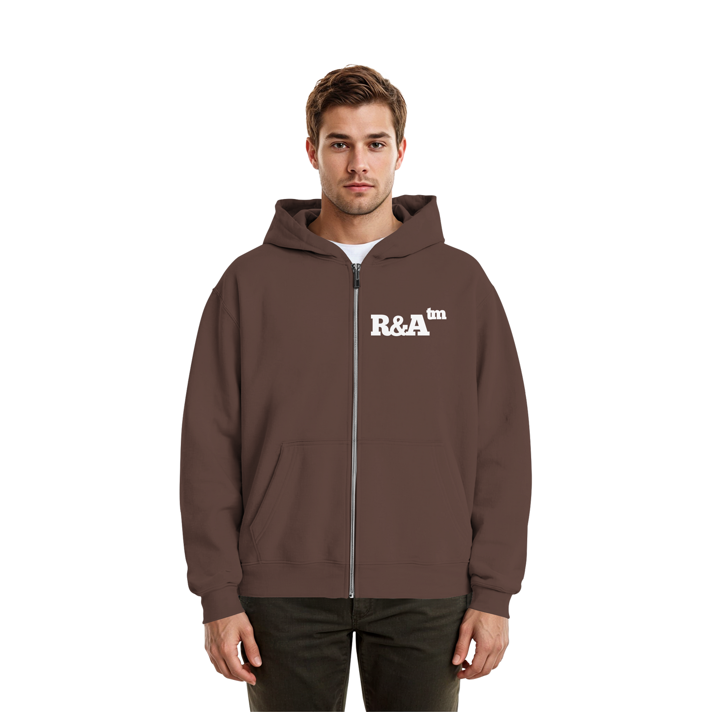 BASIC ZIPPER R&A Chocolate Brown Vorderseite Oversize Zipper Die Gebrüder R&A
