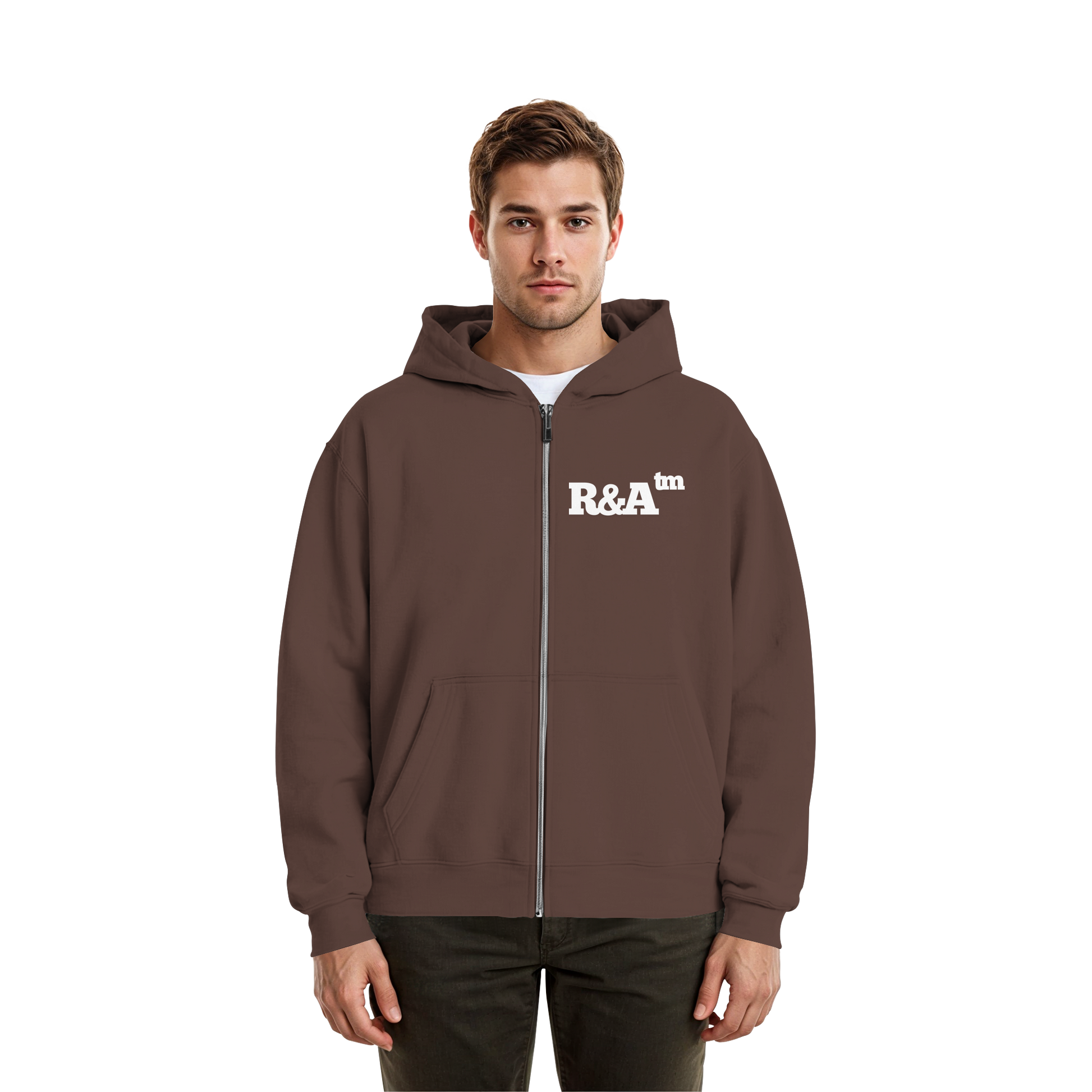 BASIC ZIPPER R&A Chocolate Brown Vorderseite Oversize Zipper Die Gebrüder R&A