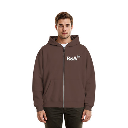 BASIC ZIPPER R&A Chocolate Brown Vorderseite Oversize Zipper Die Gebrüder R&A