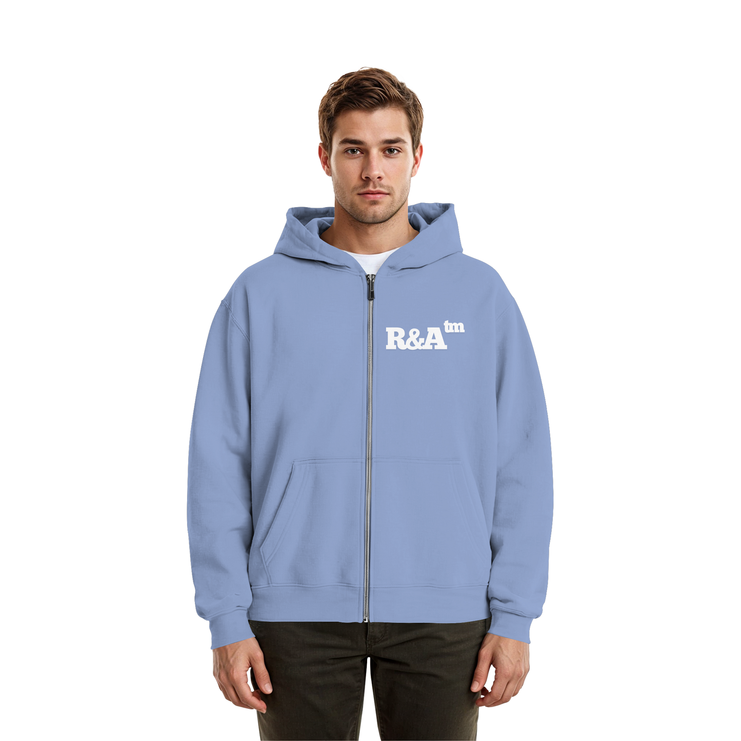 BASIC ZIPPER R&A Powder Blue Vorderseite Oversize Zipper Die Gebrüder R&A