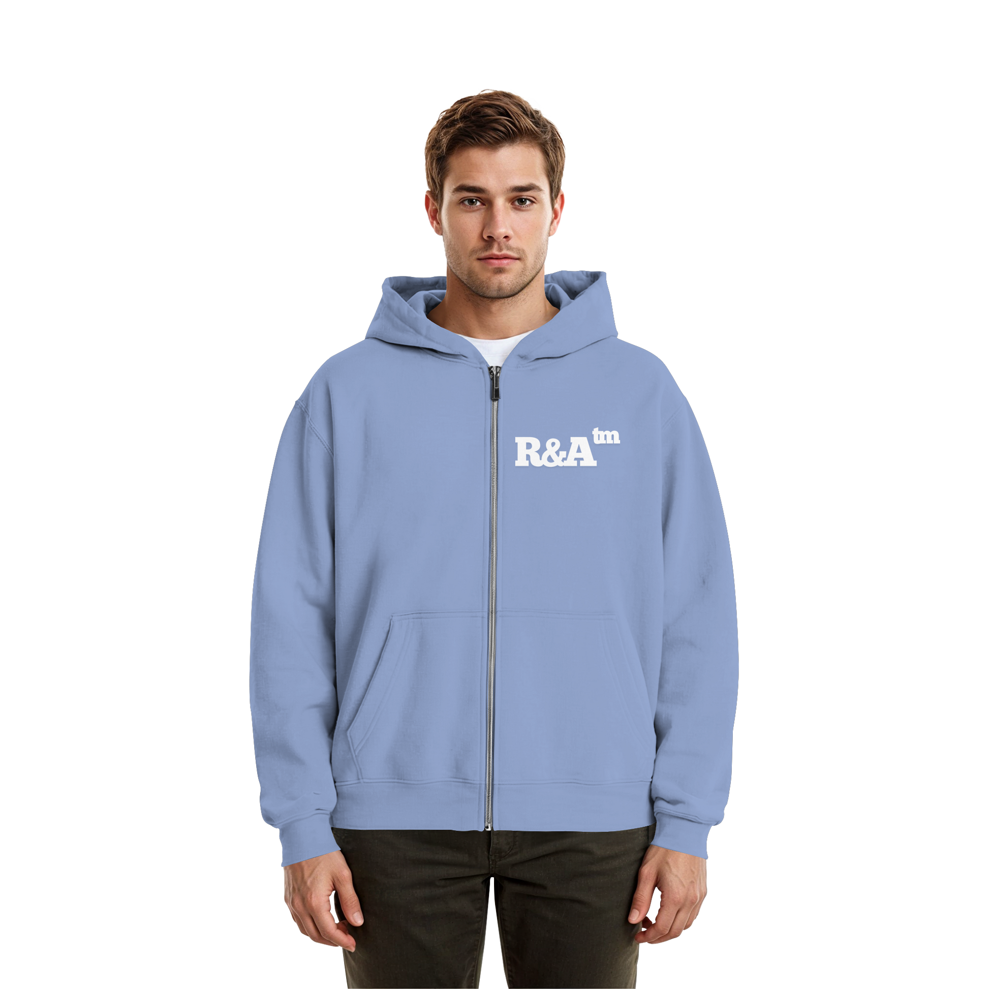 BASIC ZIPPER R&A Powder Blue Vorderseite Oversize Zipper Die Gebrüder R&A