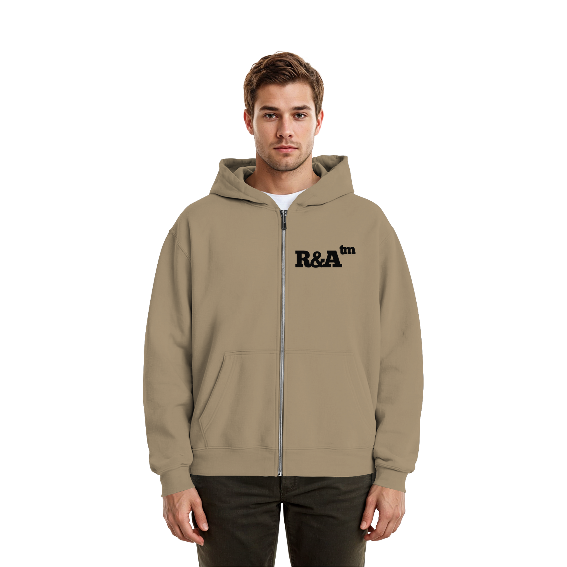 BASIC ZIPPER R&A U-Beige Vorderseite Oversize Zipper Die Gebrüder R&A