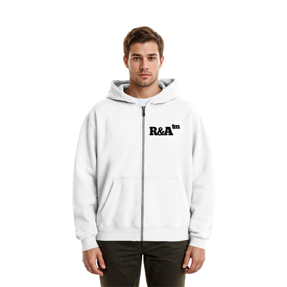BASIC ZIPPER R&A Weiß Vorderseite Oversize Zipper Die Gebrüder R&A