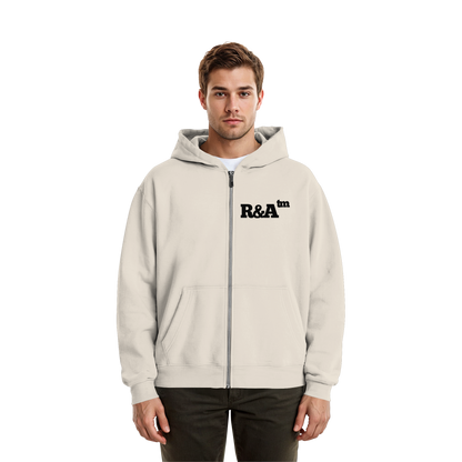 BASIC ZIPPER R&A White Sand Vorderseite Oversize Zipper Die Gebrüder R&A