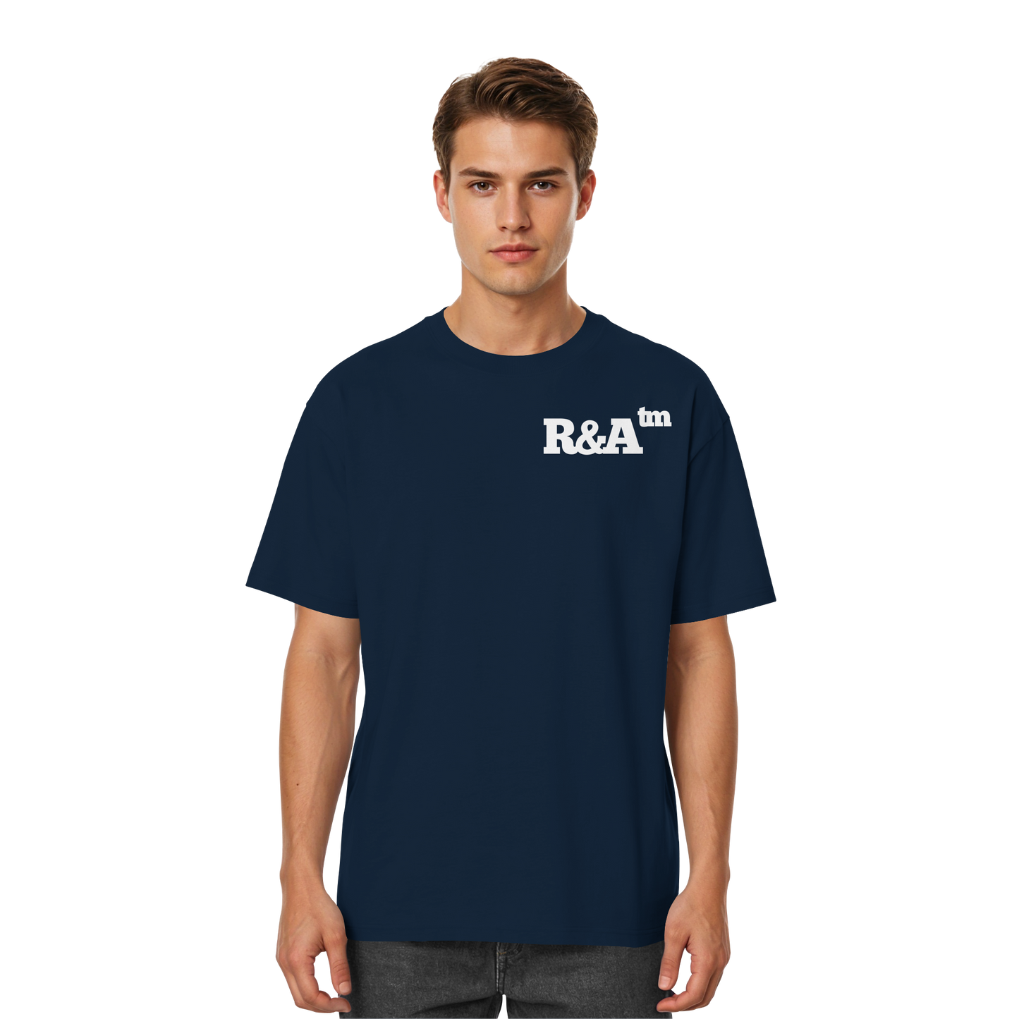 BASIC T-SHIRT R&A Navy Vorderseite Oversized T-Shirt Die Gebrüder R&A