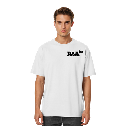 BASIC T-SHIRT R&A Weiß Vorderseite Oversized T-Shirt Die Gebrüder R&A
